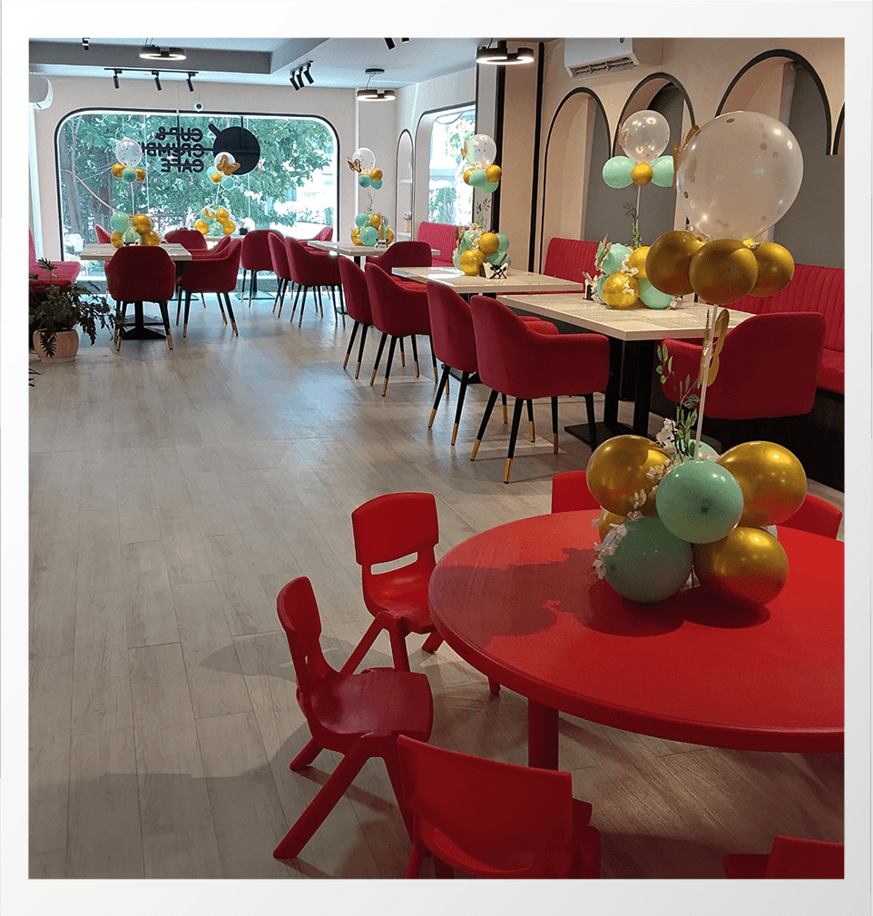 Kids birthday decoration with balloons and cake setup 12